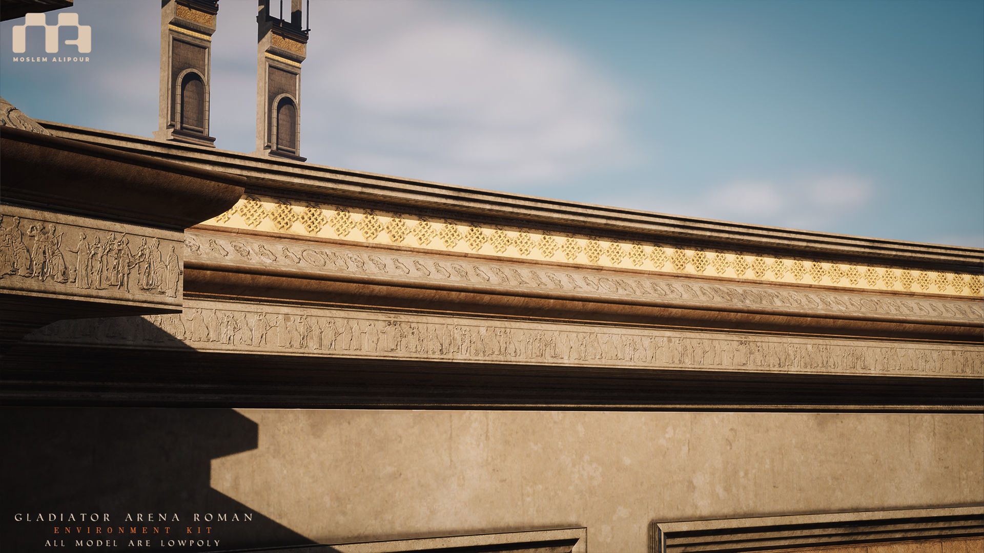 Gladiator Arena Roman Environment Kit Low-poly 3D model_20