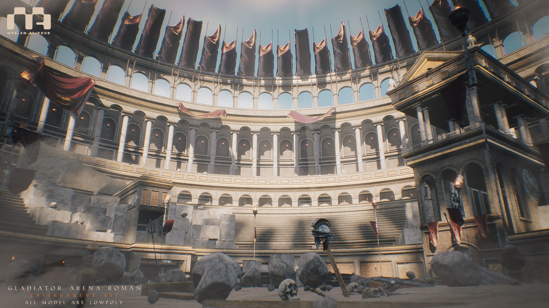 Gladiator Arena Roman Environment Kit Low-poly 3D model_11