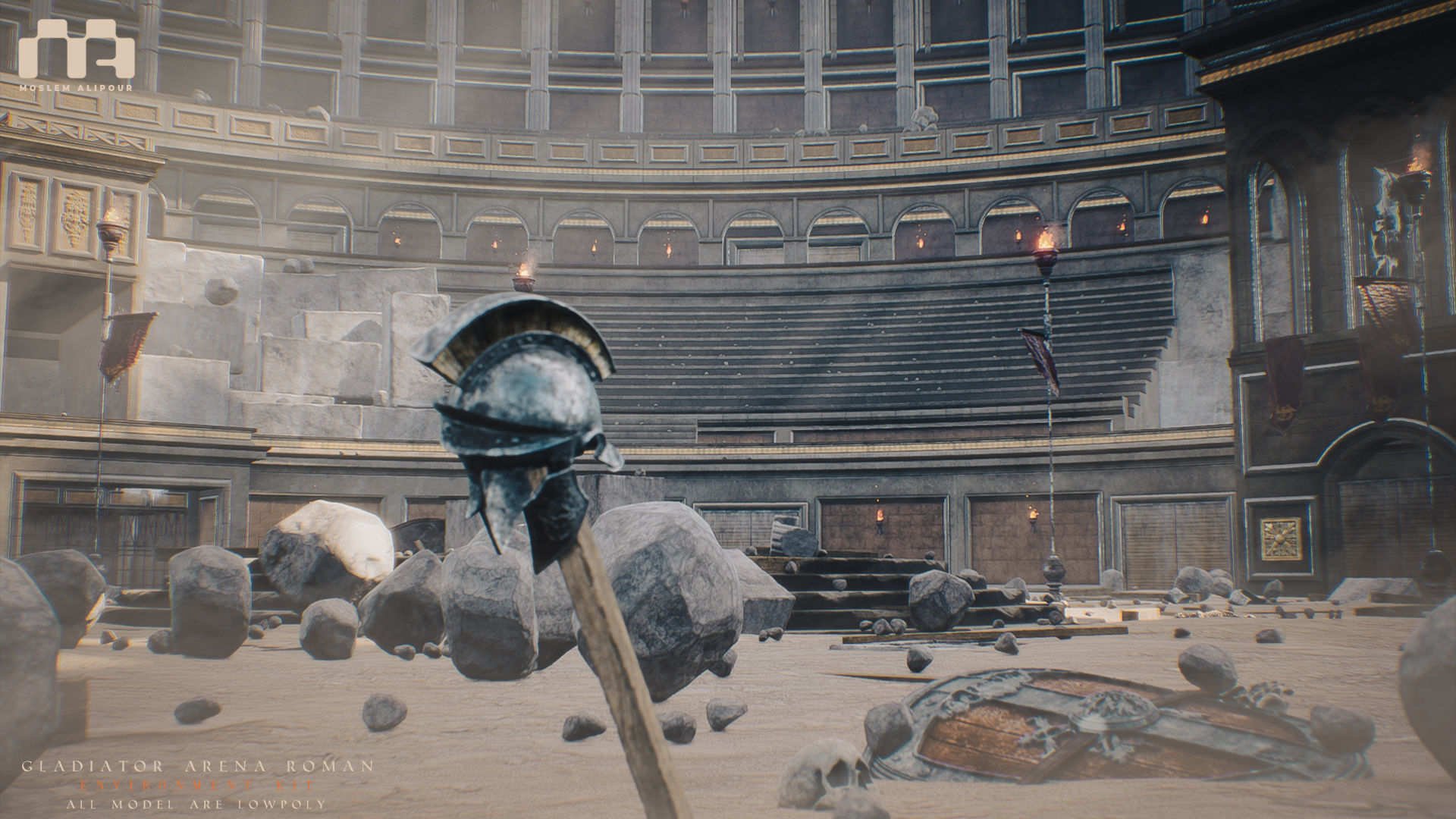 Gladiator Arena Roman Environment Kit Low-poly 3D model_5