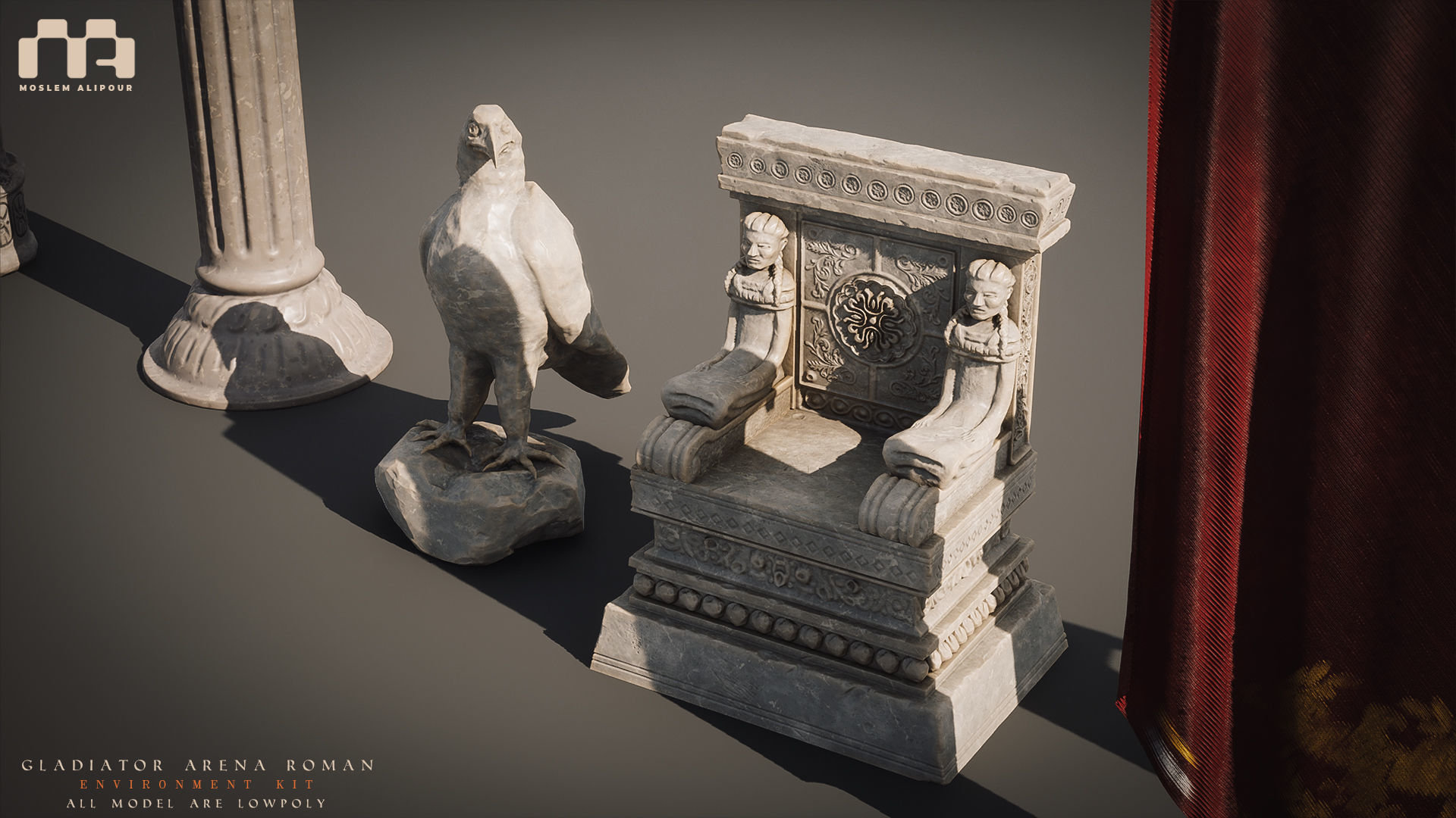 Gladiator Arena Roman Environment Kit Low-poly 3D model_41