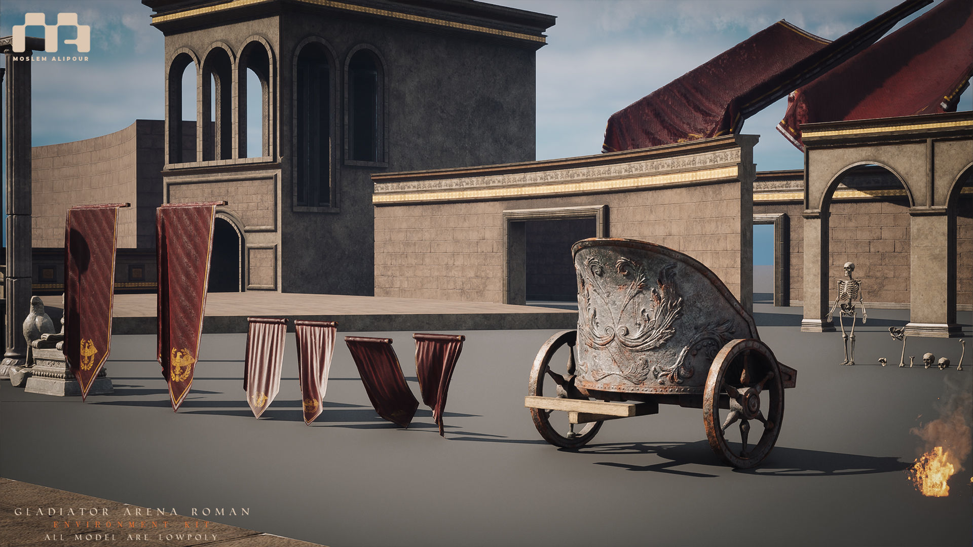Gladiator Arena Roman Environment Kit Low-poly 3D model_30