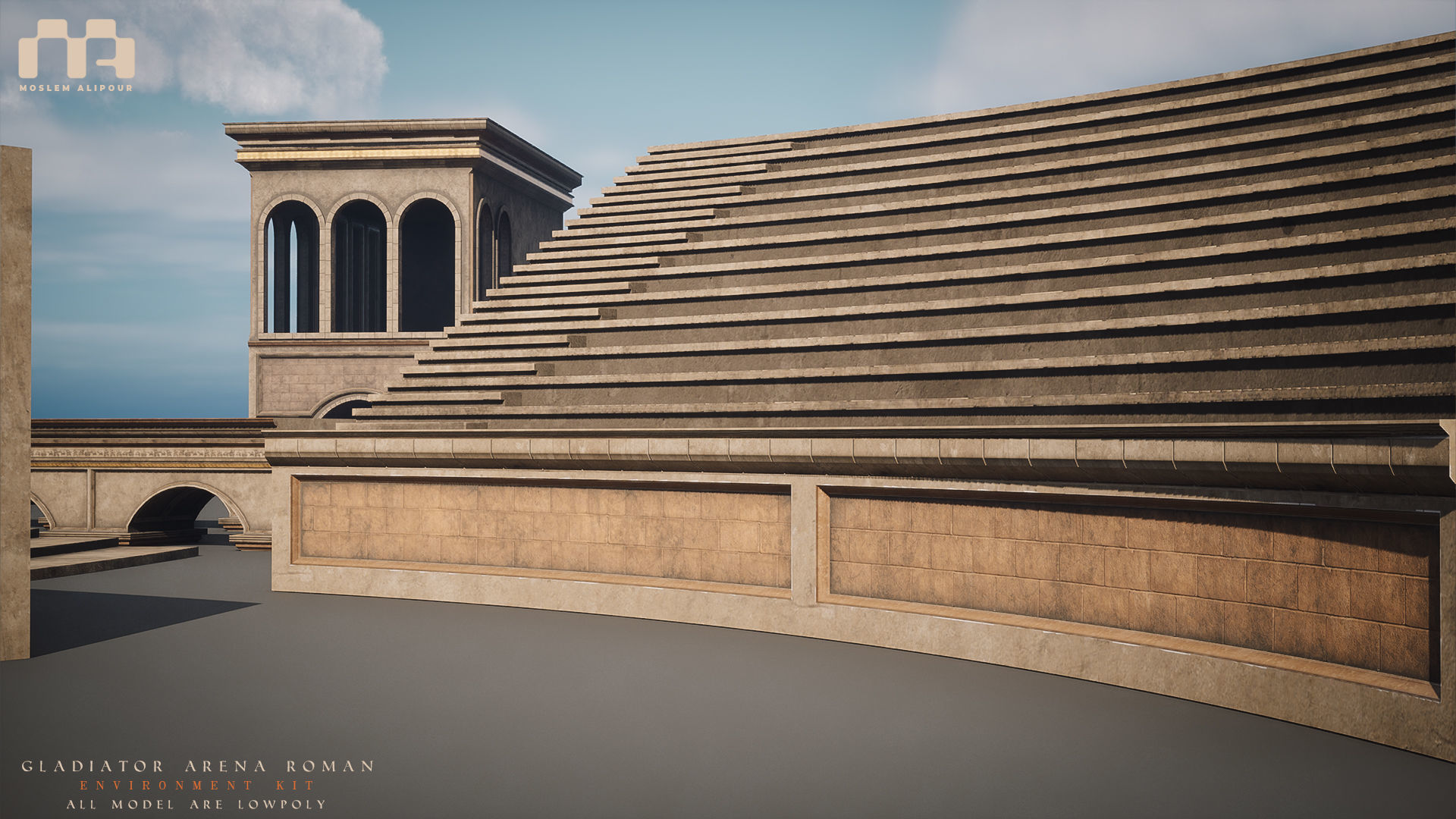 Gladiator Arena Roman Environment Kit Low-poly 3D model_38