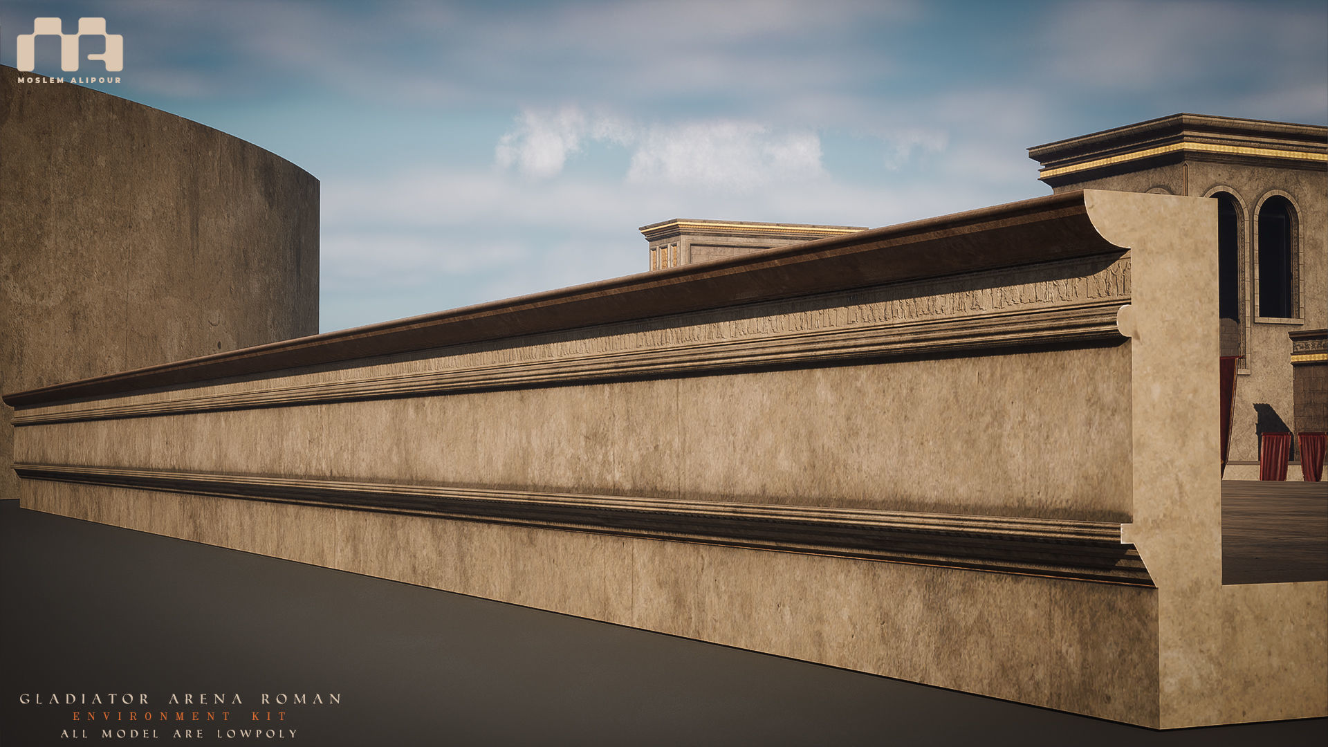 Gladiator Arena Roman Environment Kit Low-poly 3D model_26