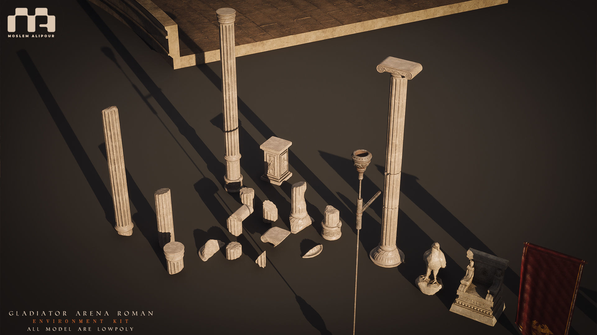 Gladiator Arena Roman Environment Kit Low-poly 3D model_13