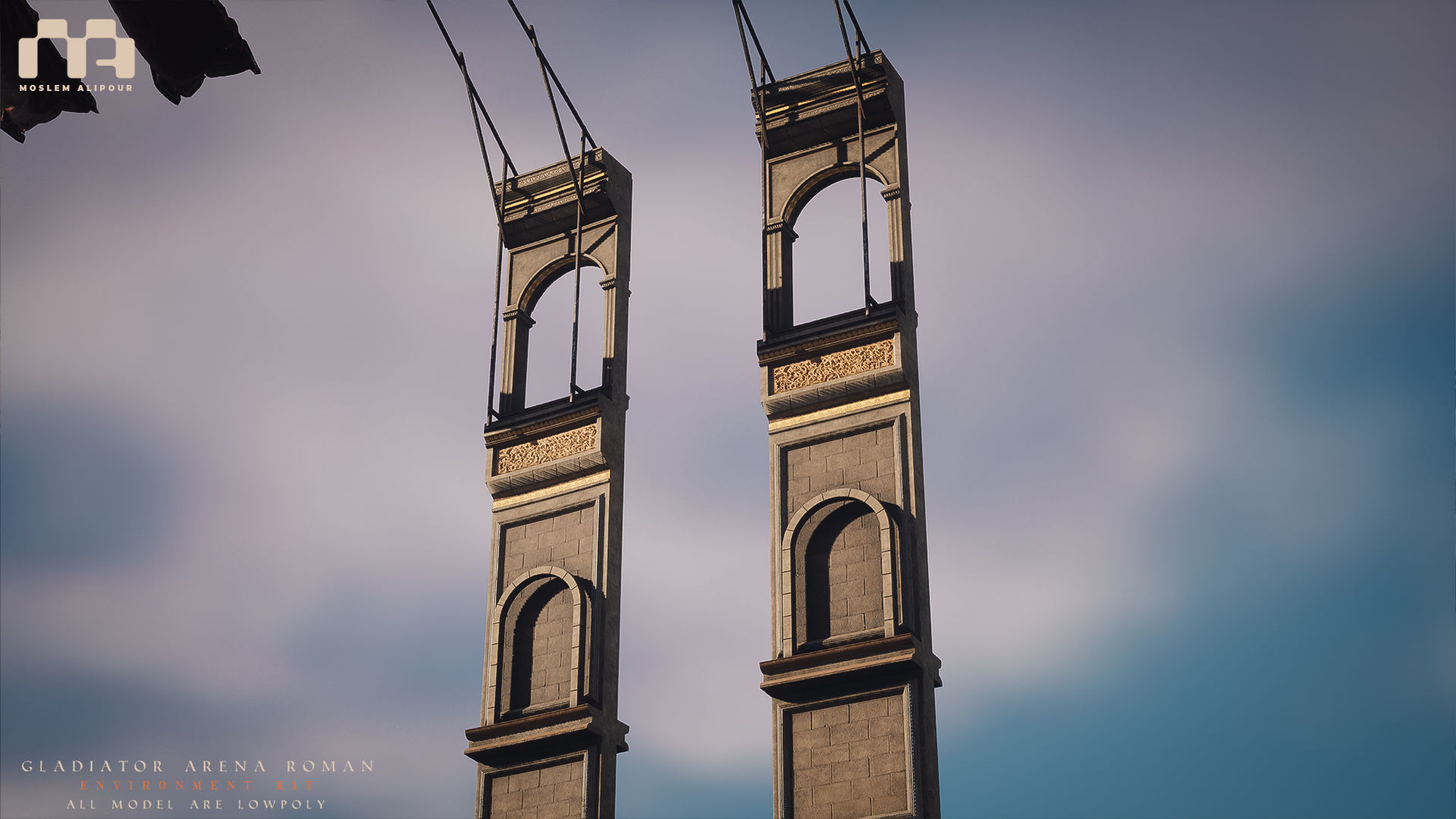 Gladiator Arena Roman Environment Kit Low-poly 3D model_14