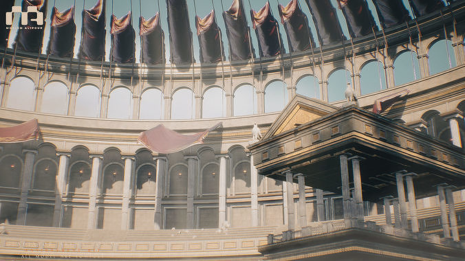 Gladiator Arena Roman Environment Kit Low-poly 3D model 3
