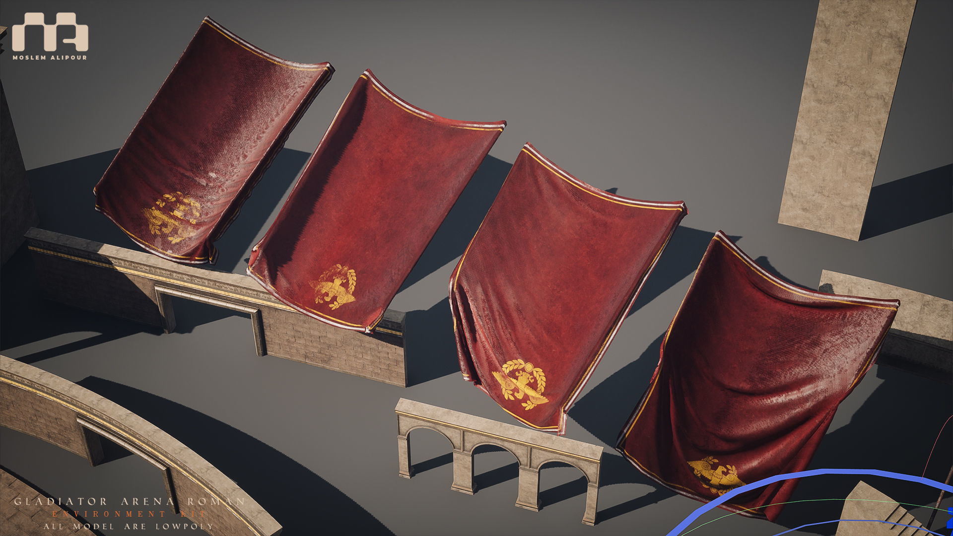 Gladiator Arena Roman Environment Kit Low-poly 3D model_15