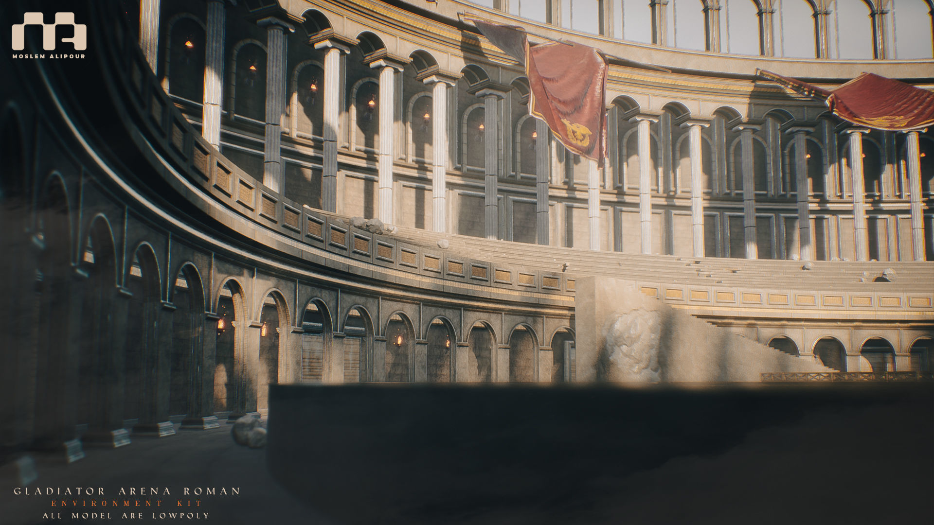 Gladiator Arena Roman Environment Kit Low-poly 3D model_6