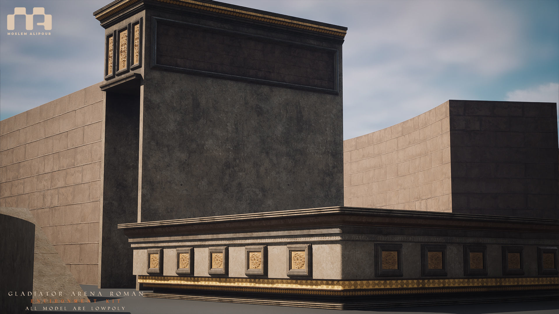 Gladiator Arena Roman Environment Kit Low-poly 3D model_19