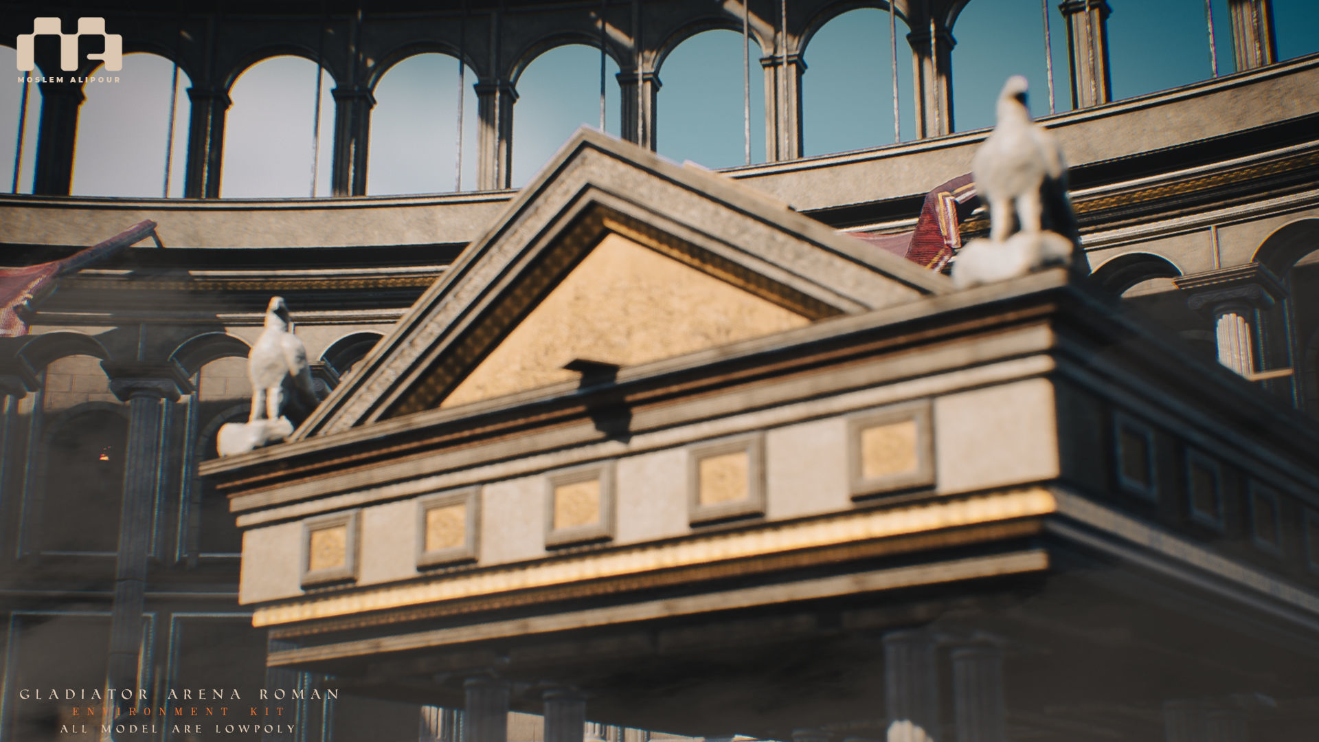 Gladiator Arena Roman Environment Kit Low-poly 3D model_10