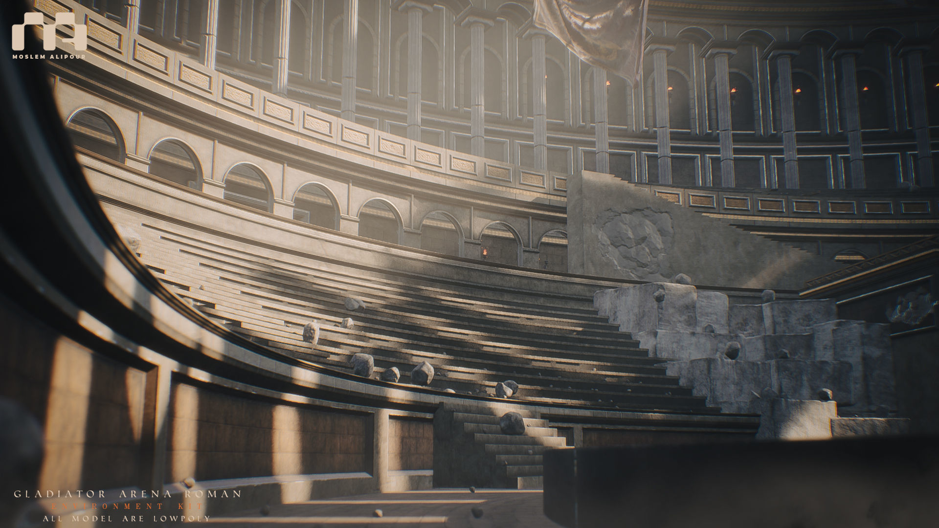 Gladiator Arena Roman Environment Kit Low-poly 3D model_7