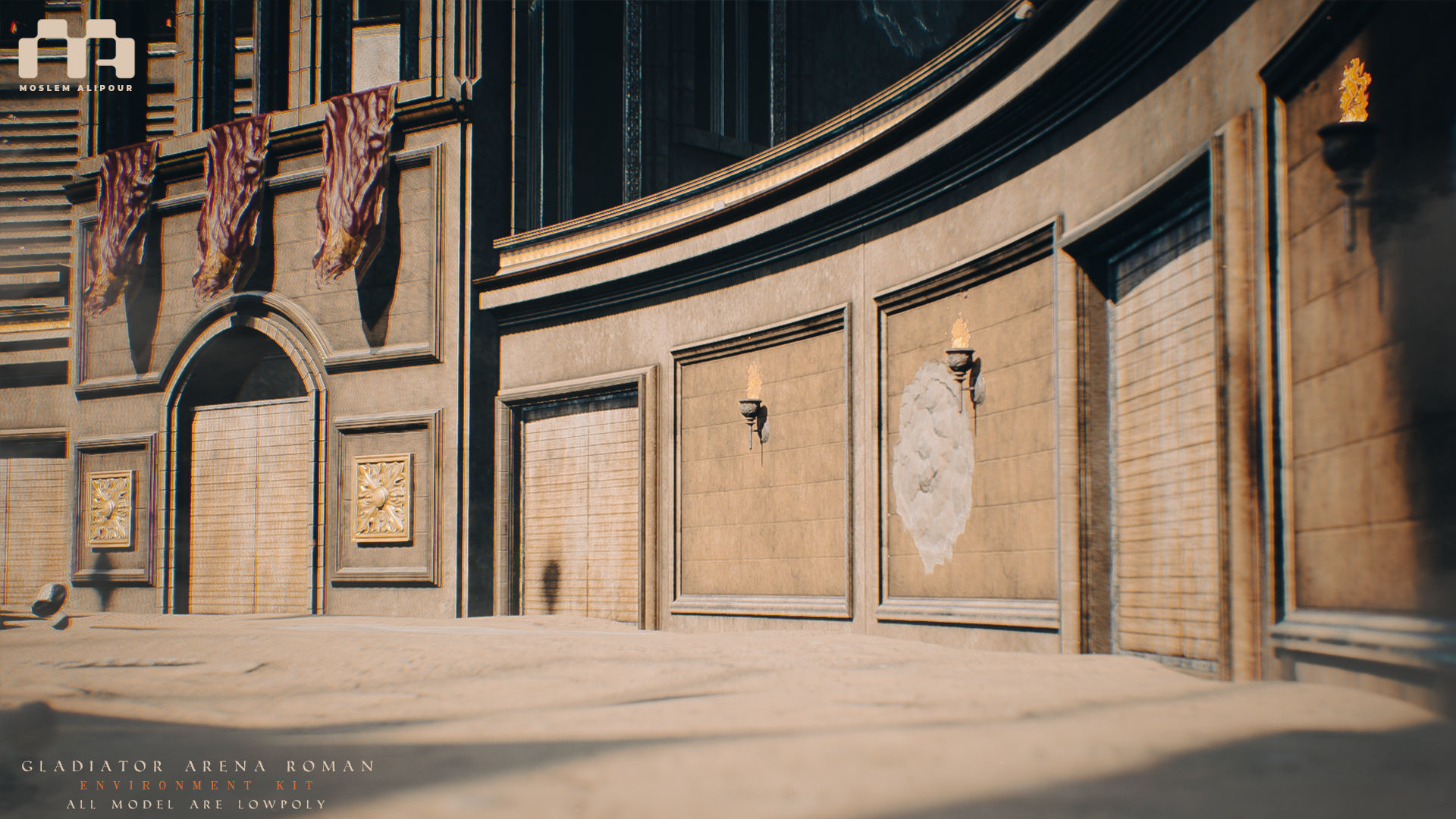 Gladiator Arena Roman Environment Kit Low-poly 3D model_9