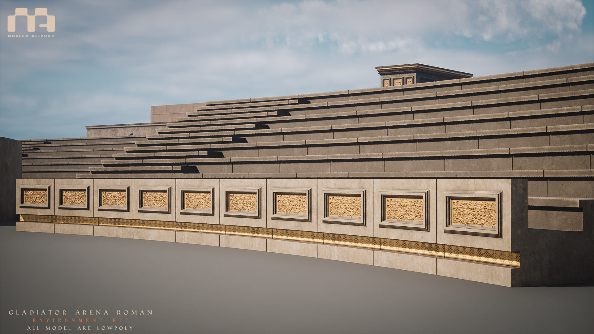 Gladiator Arena Roman Environment Kit Low-poly 3D model_29