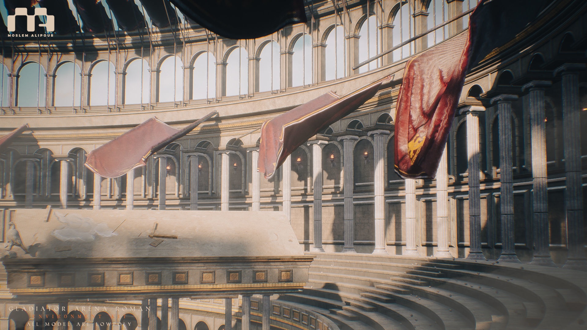 Gladiator Arena Roman Environment Kit Low-poly 3D model_3