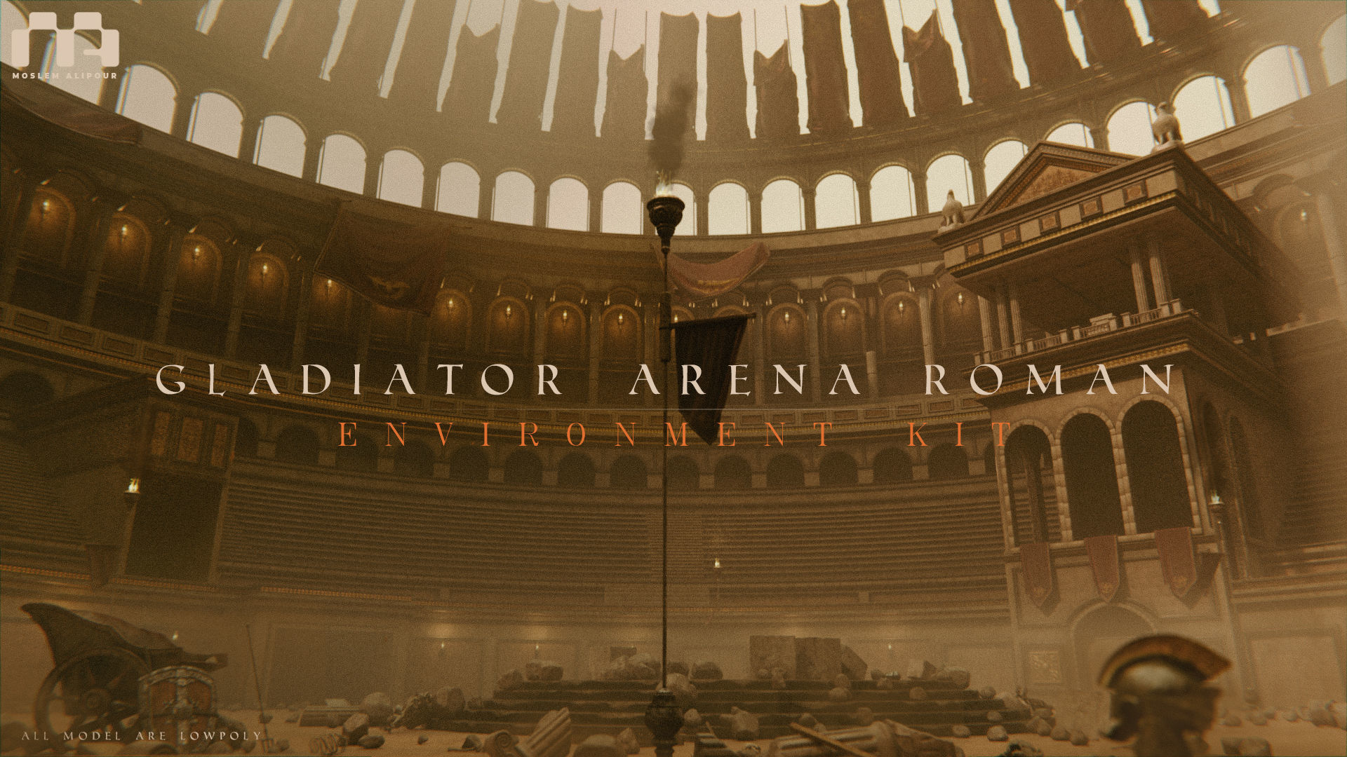 Gladiator Arena Roman Environment Kit Low-poly 3D model_1