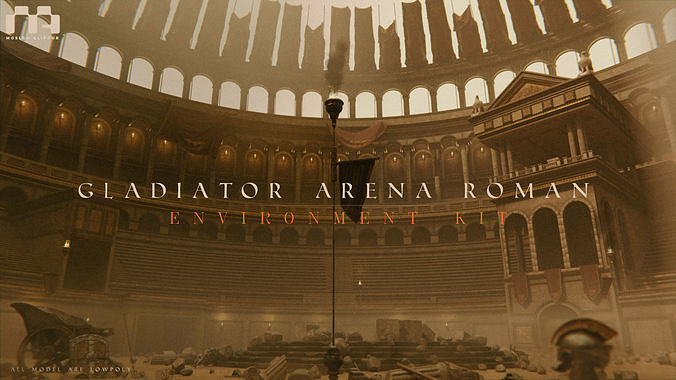 Gladiator Arena Roman Environment Kit Low-poly 3D model 2