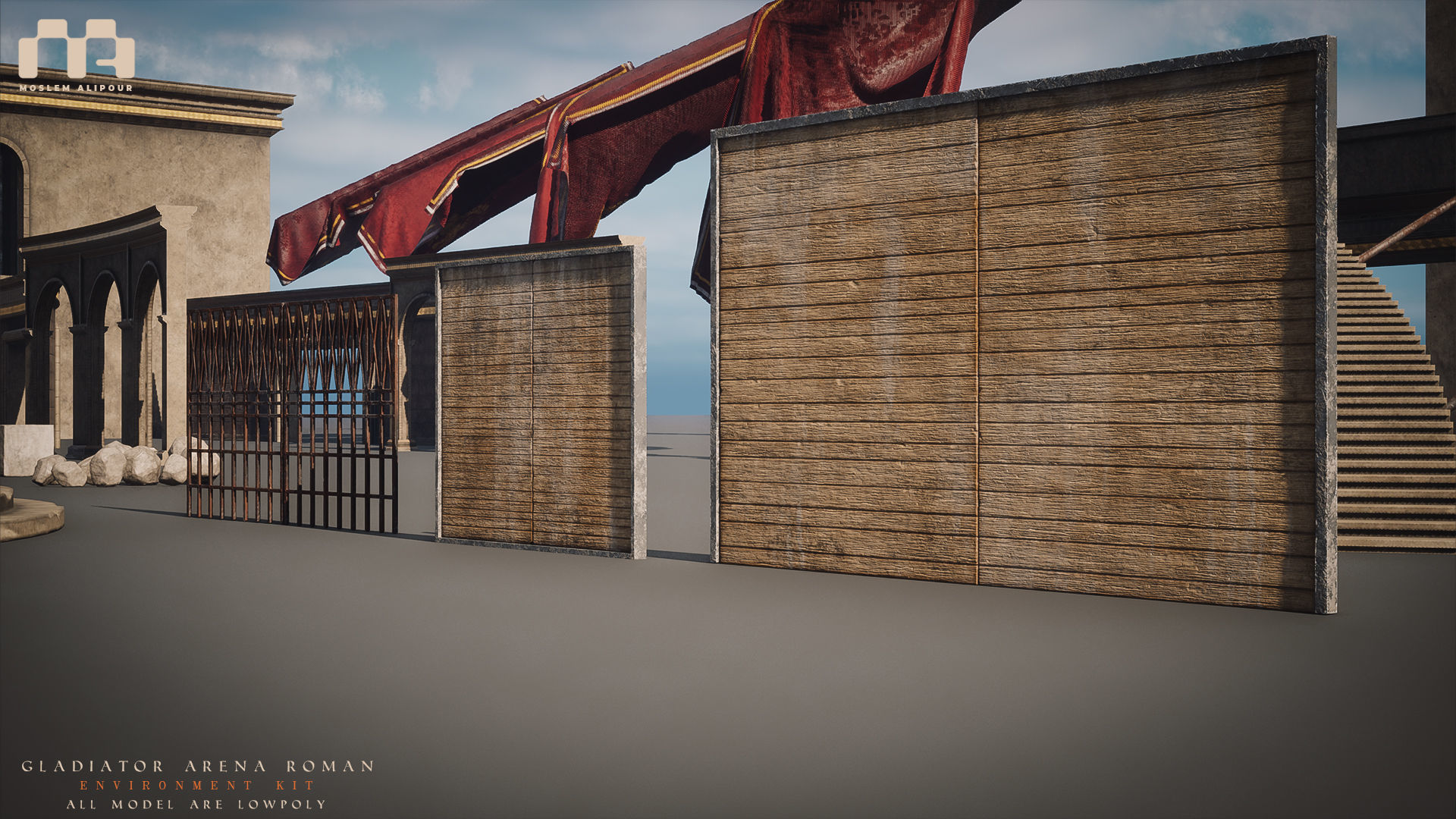 Gladiator Arena Roman Environment Kit Low-poly 3D model_28