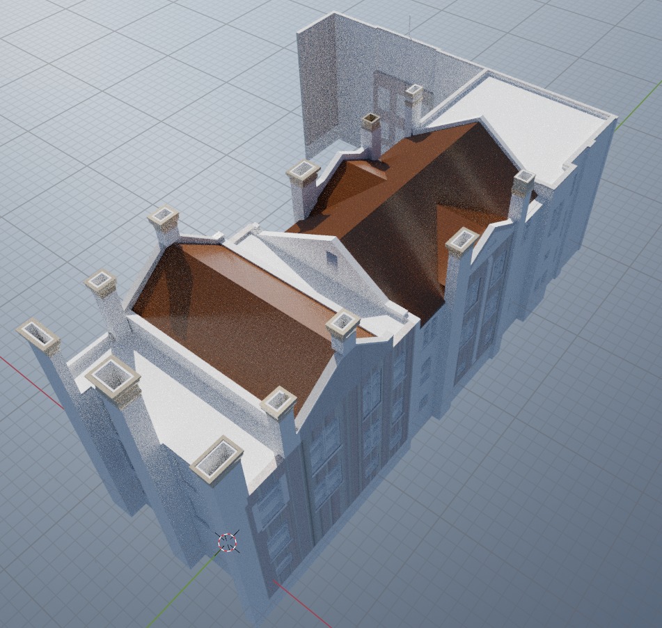 Facade of an educational building 3D model_1