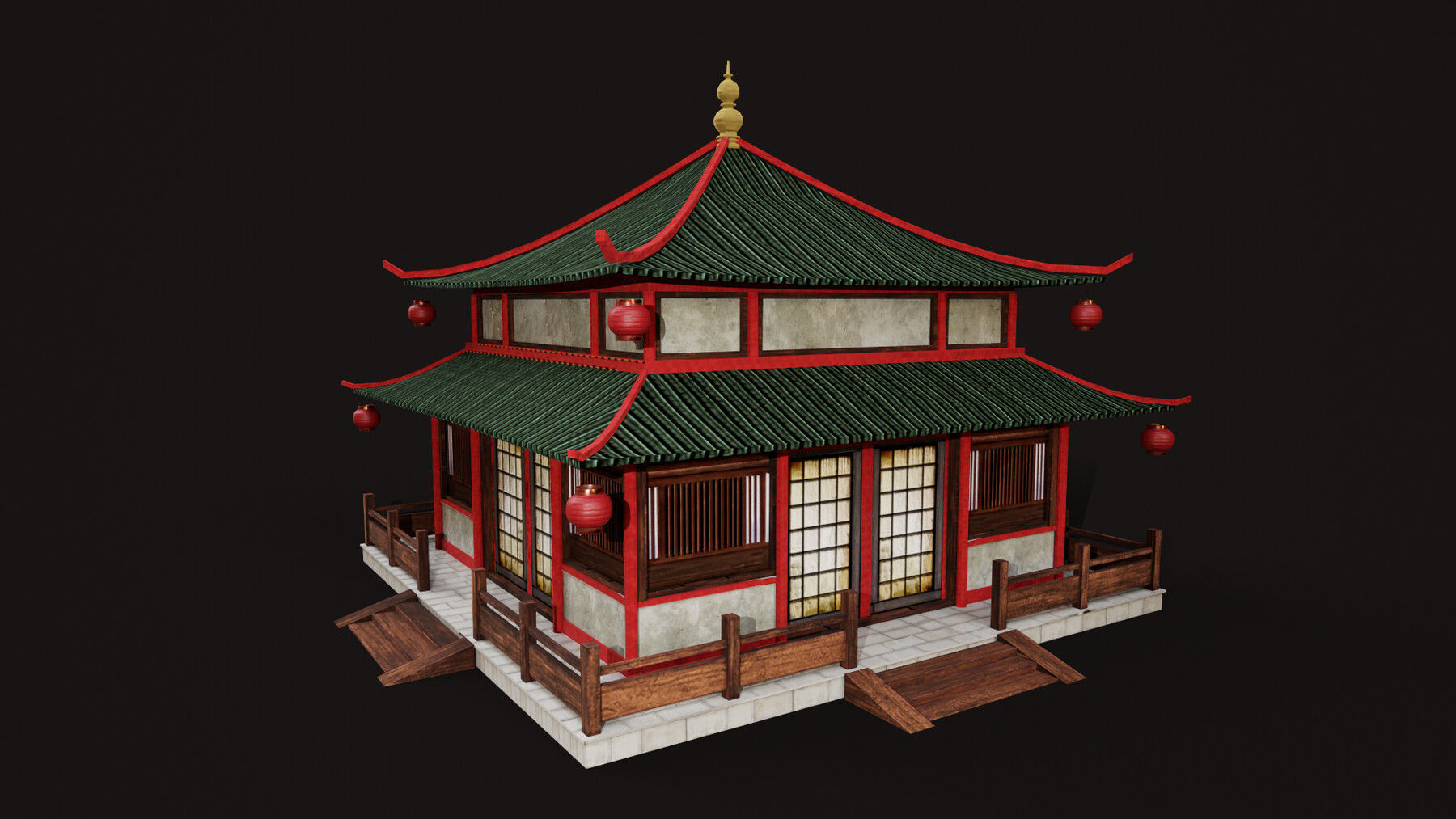 Asian Japanese PBR Building Collection 3D model_25