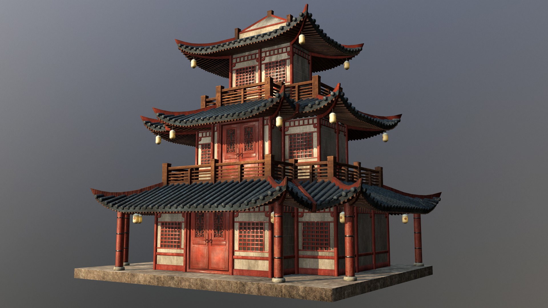 Asian Japanese PBR Building Collection 3D model_60