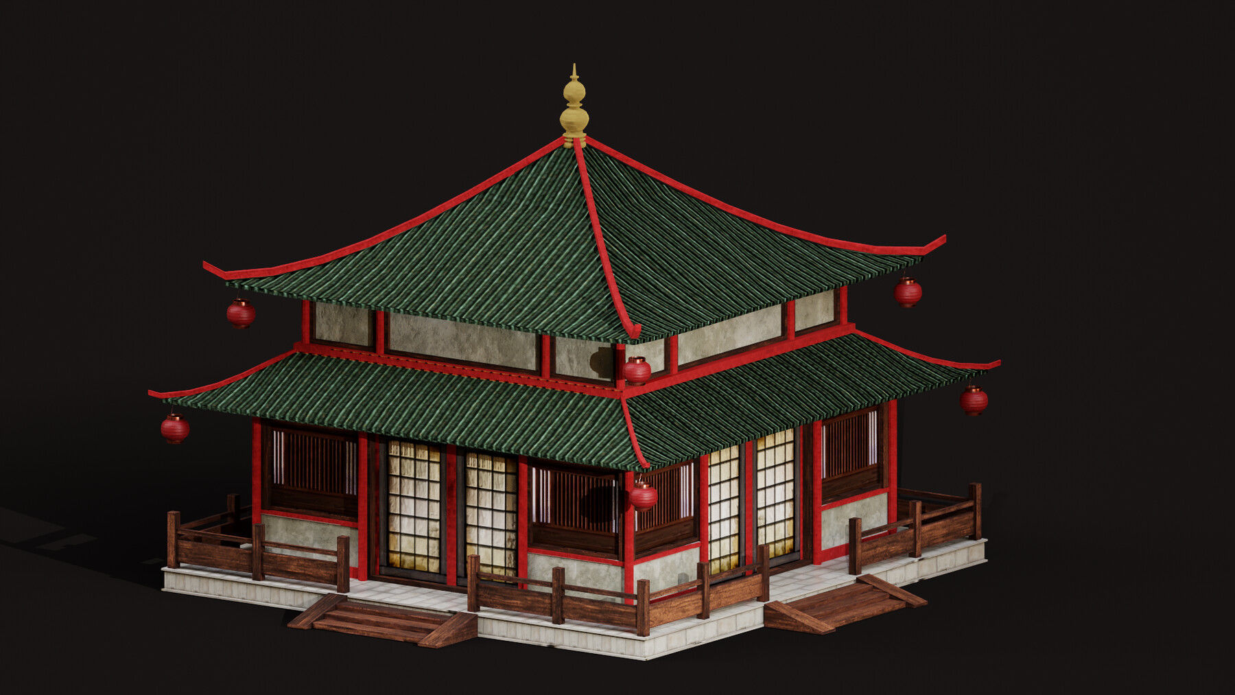 Asian Japanese PBR Building Collection 3D model_23