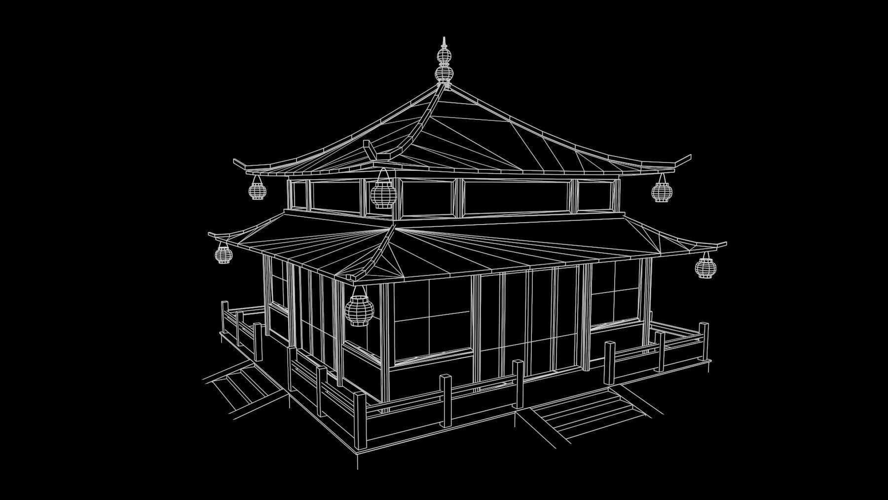 Asian Japanese PBR Building Collection 3D model_111