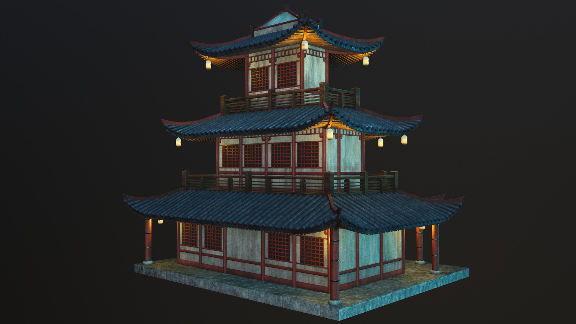 Asian Japanese PBR Building Collection 3D model_75