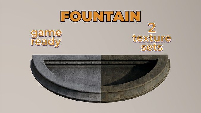 Old Dirty Moldy Concrete Water Fountain Low-poly 3D model