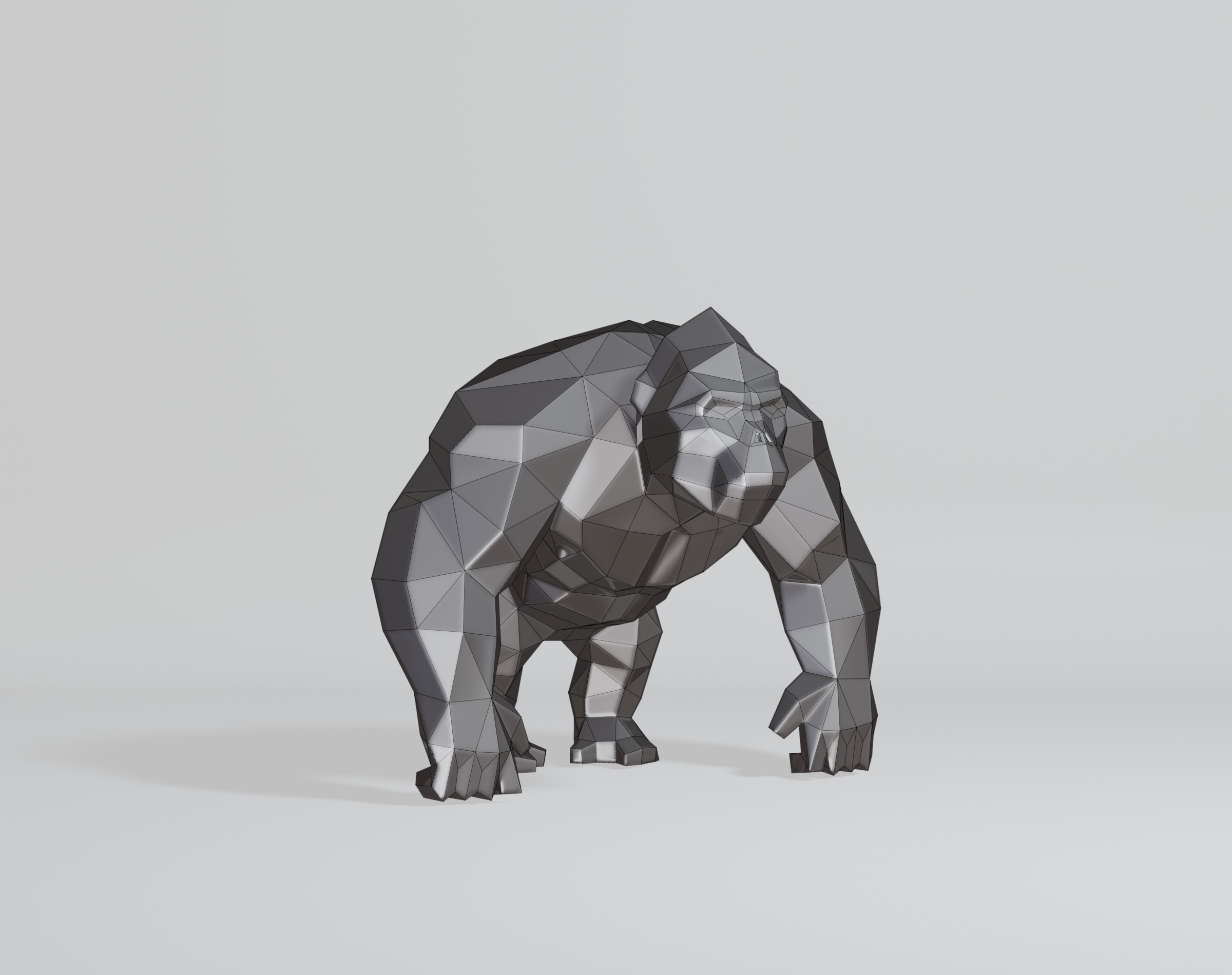 Polygonal Gorilla Low-poly 3D model_1