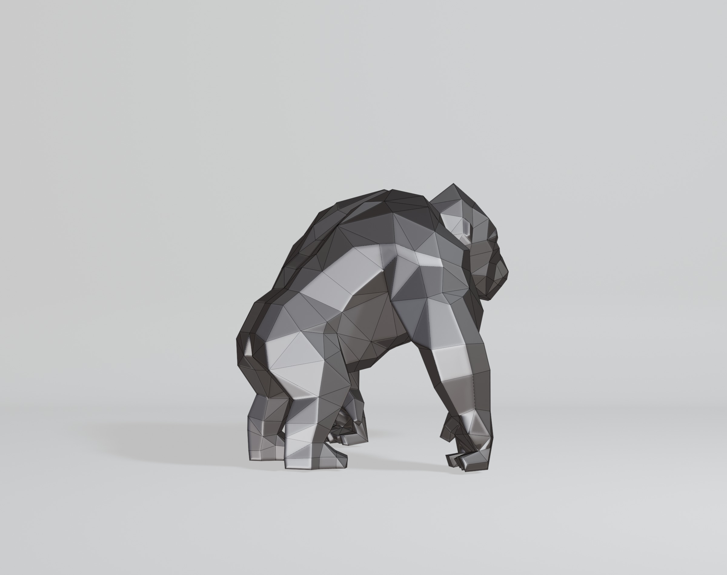 Polygonal Gorilla Low-poly 3D model_4