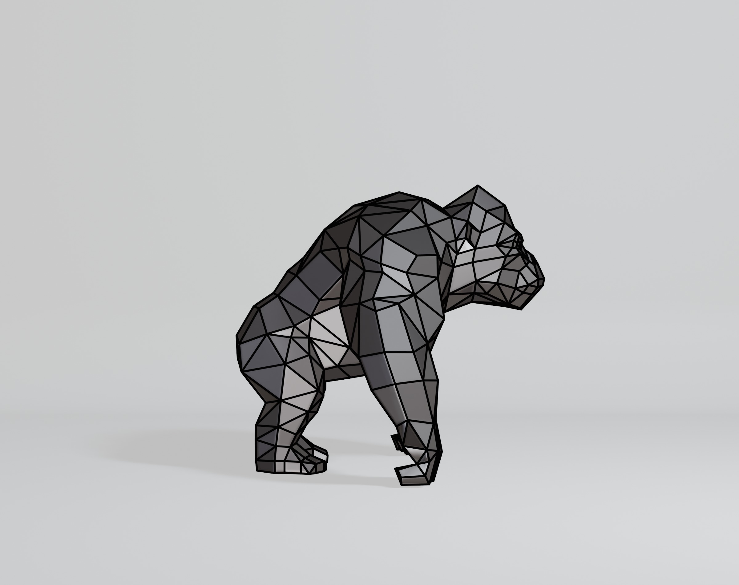 Polygonal Gorilla Low-poly 3D model_13