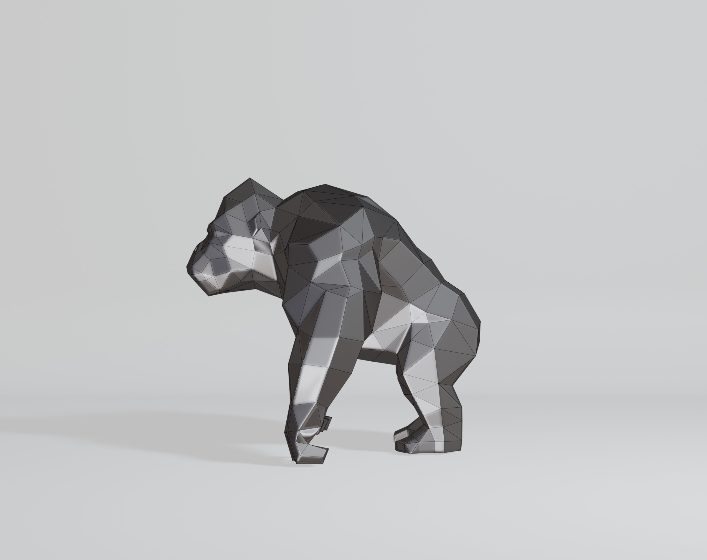 Polygonal Gorilla Low-poly 3D model_9