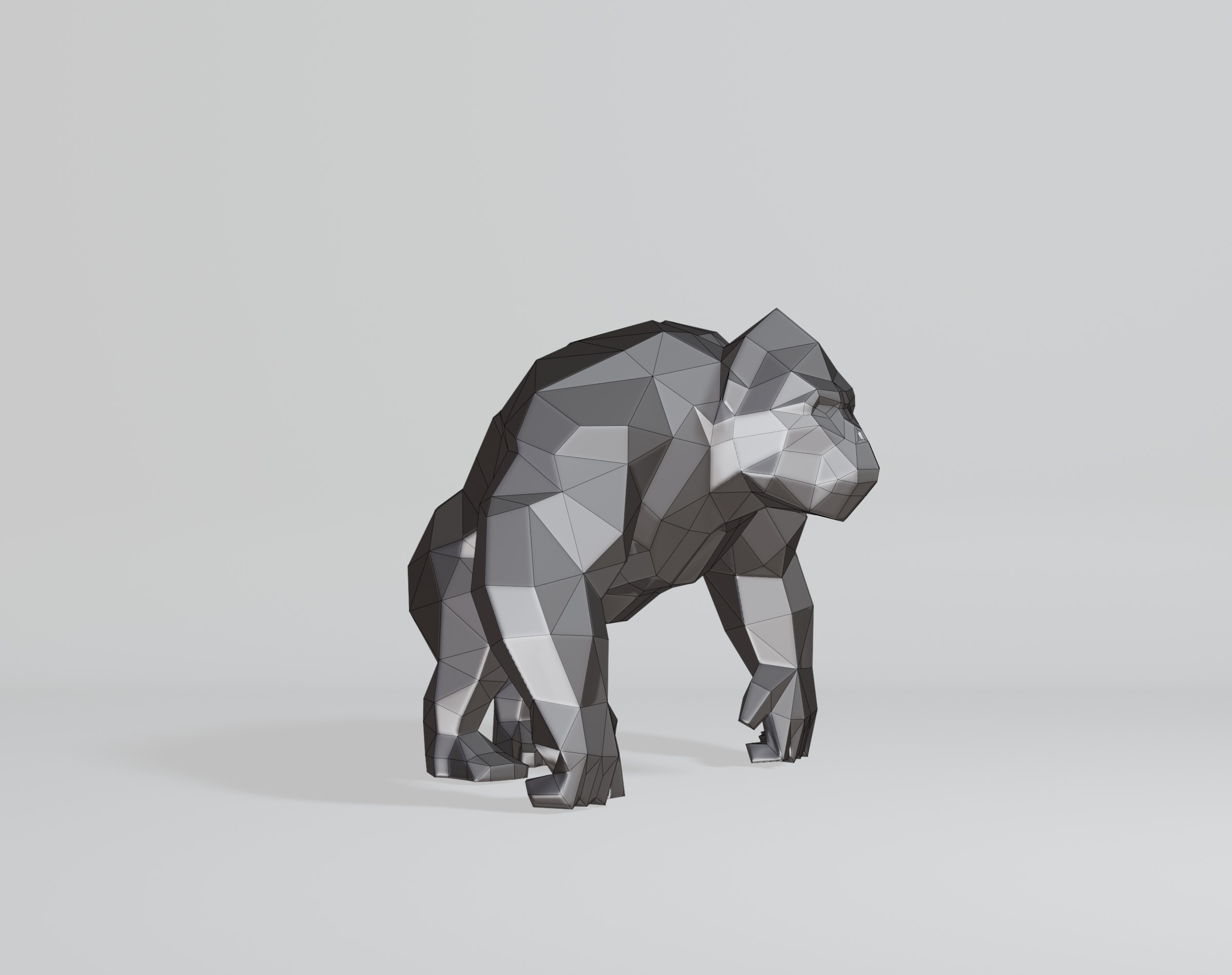 Polygonal Gorilla Low-poly 3D model_2