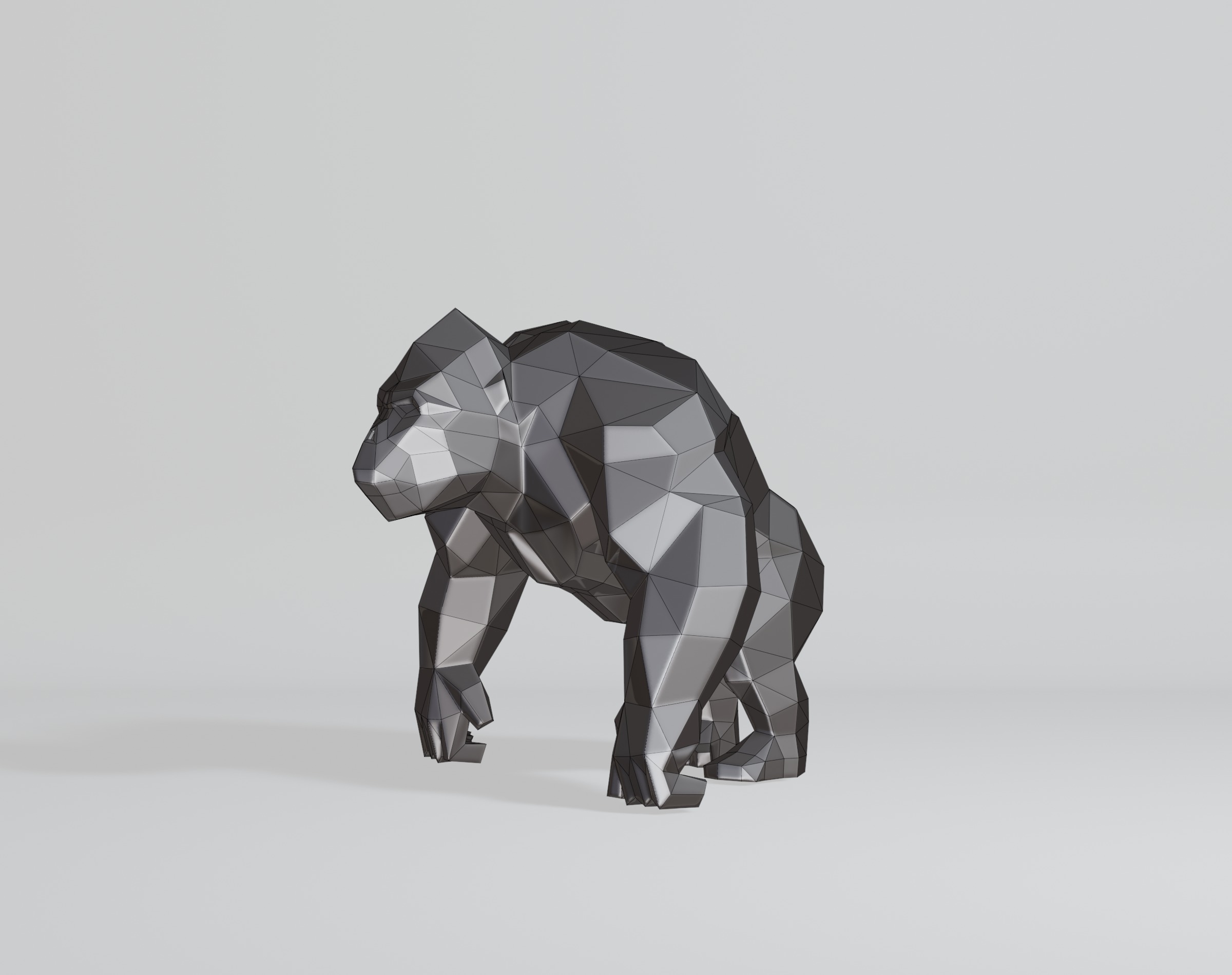Polygonal Gorilla Low-poly 3D model_10