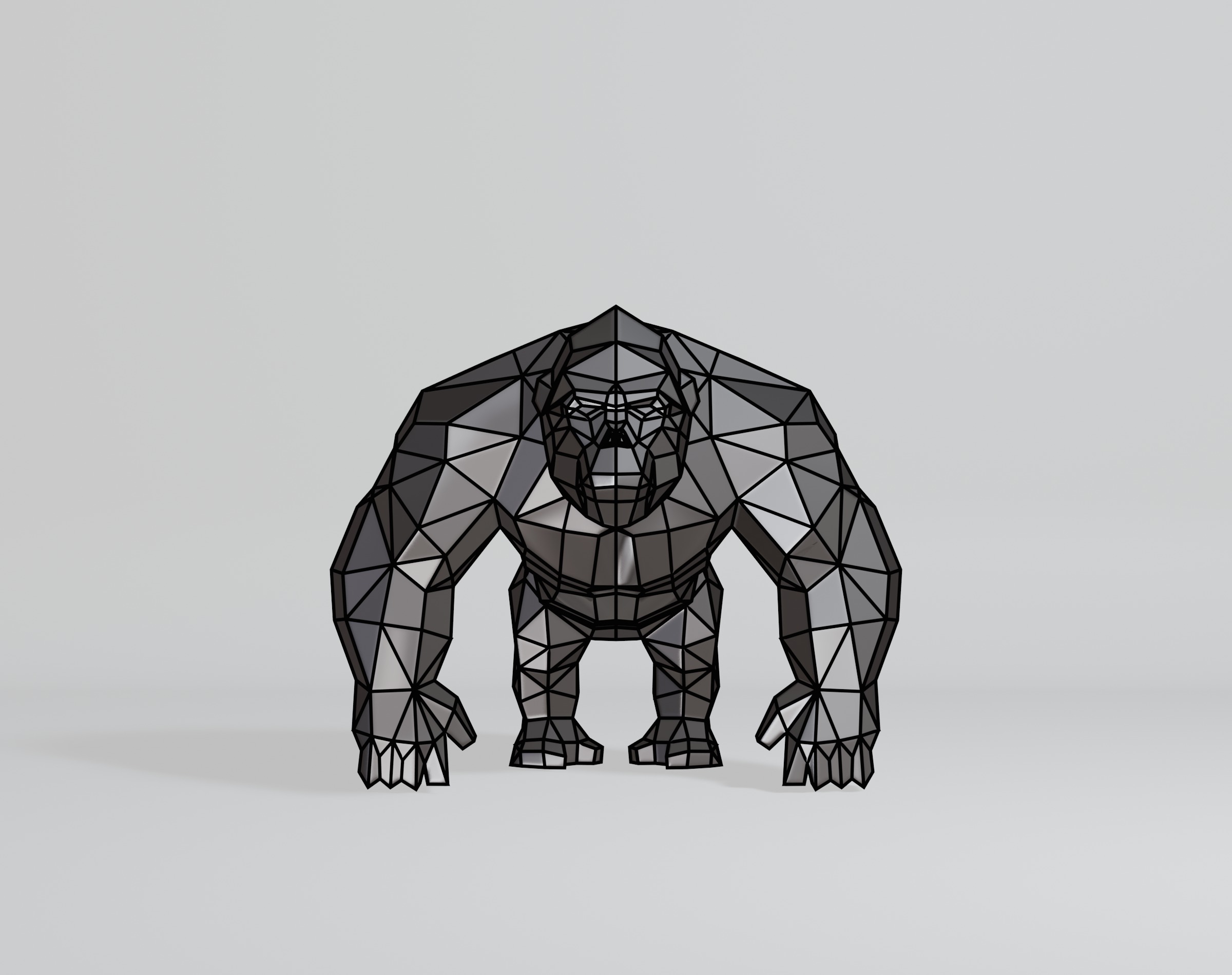 Polygonal Gorilla Low-poly 3D model_12