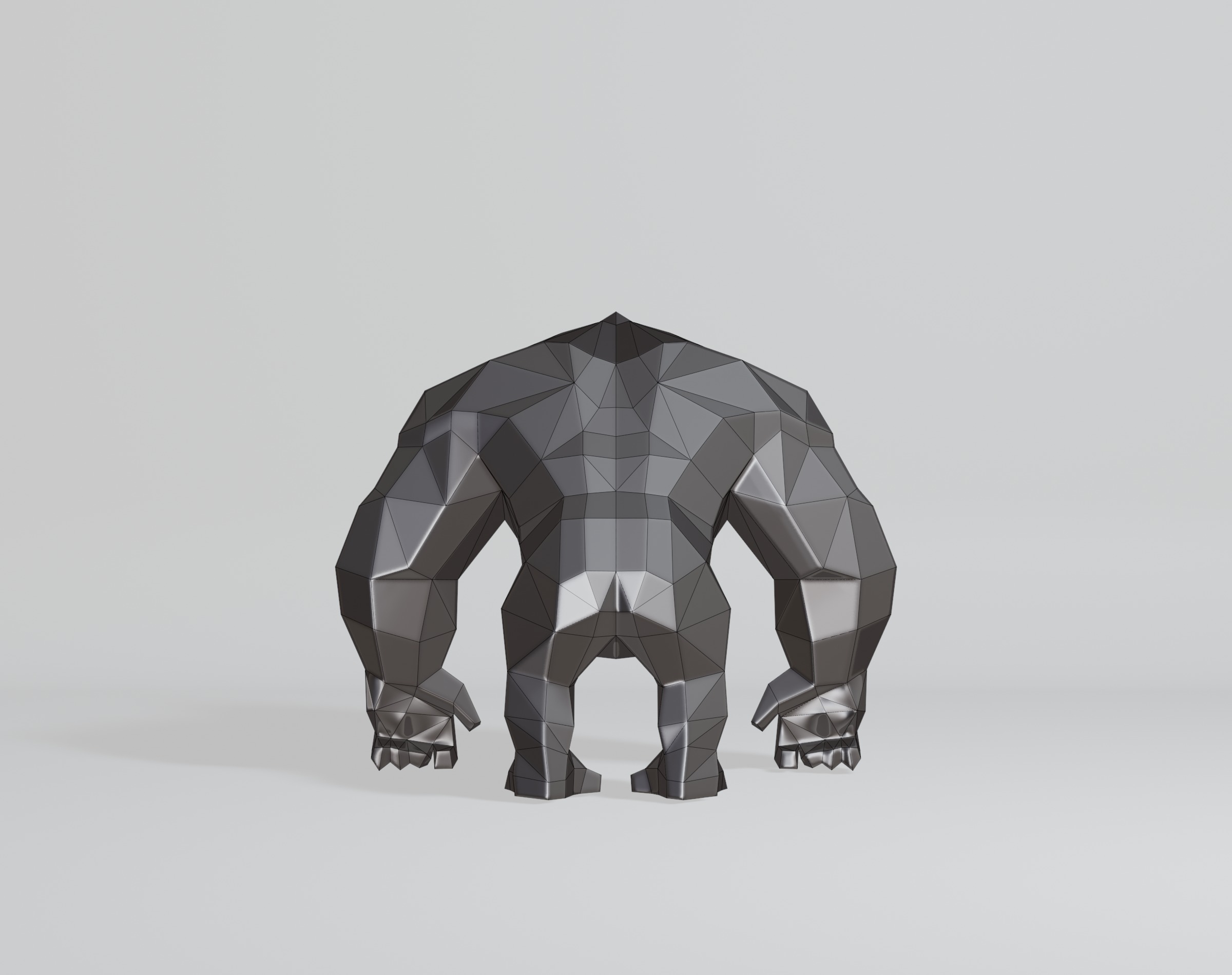 Polygonal Gorilla Low-poly 3D model_6