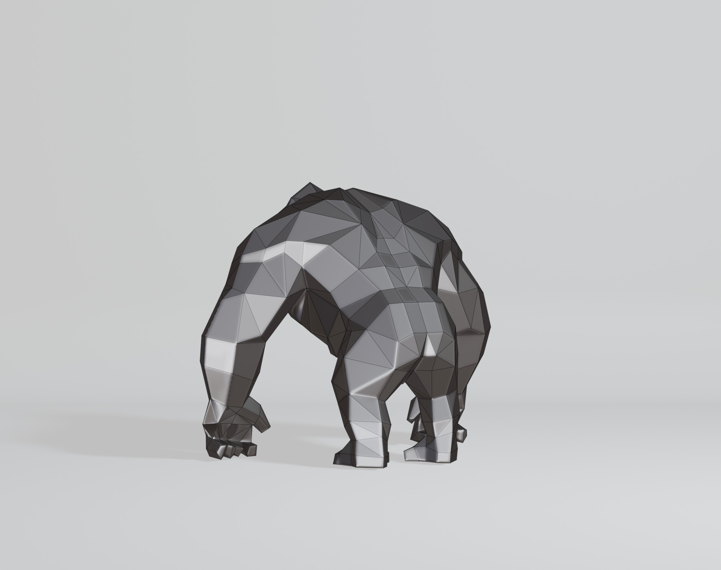 Polygonal Gorilla Low-poly 3D model_7