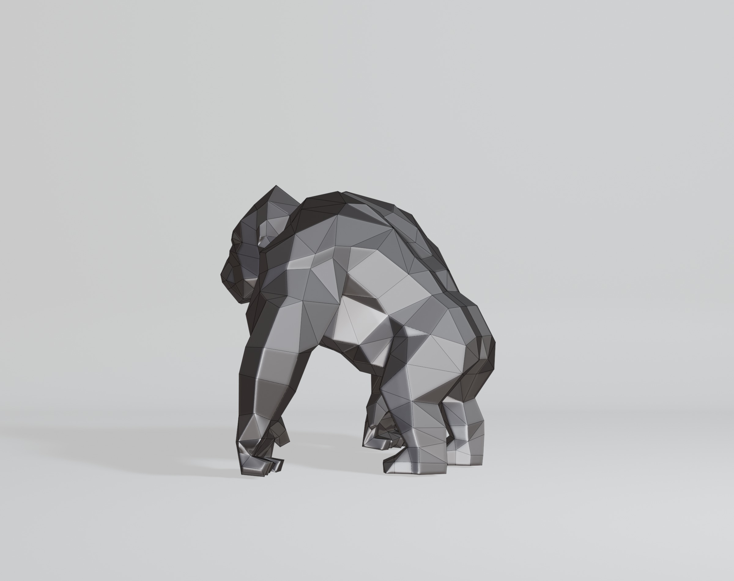 Polygonal Gorilla Low-poly 3D model_8