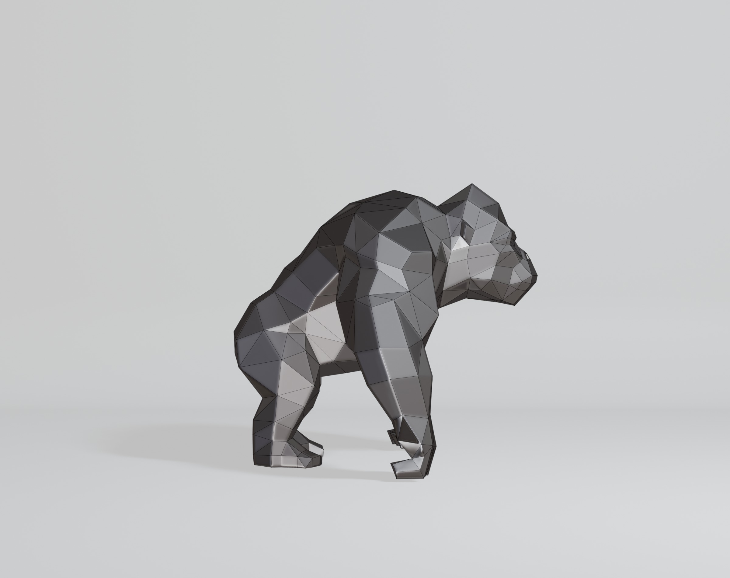 Polygonal Gorilla Low-poly 3D model_3