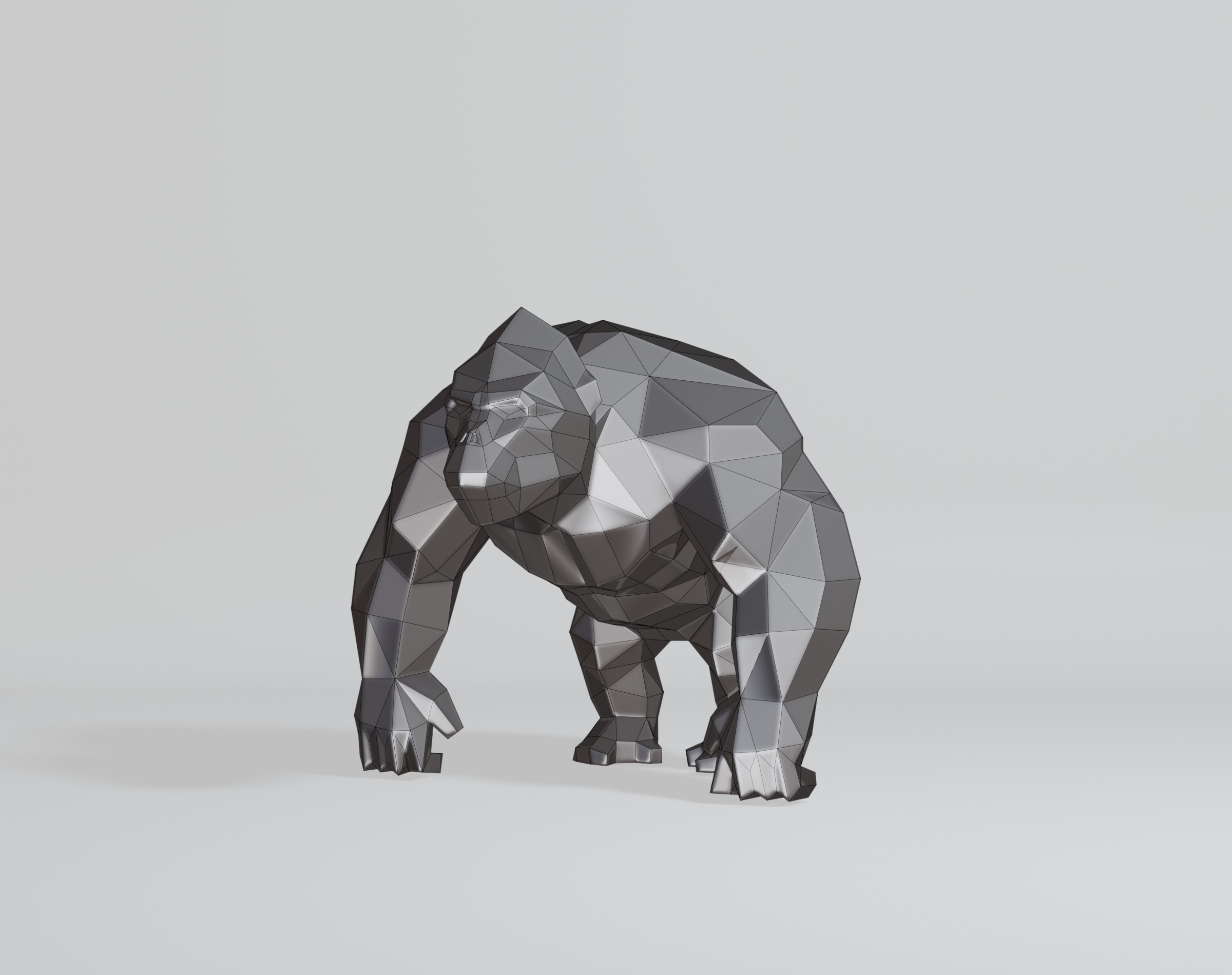 Polygonal Gorilla Low-poly 3D model_11