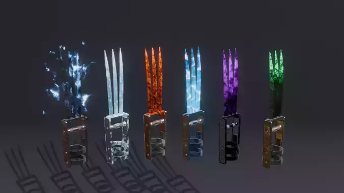 Set of 6 Elemental Claws - Fantasy medieval weapon