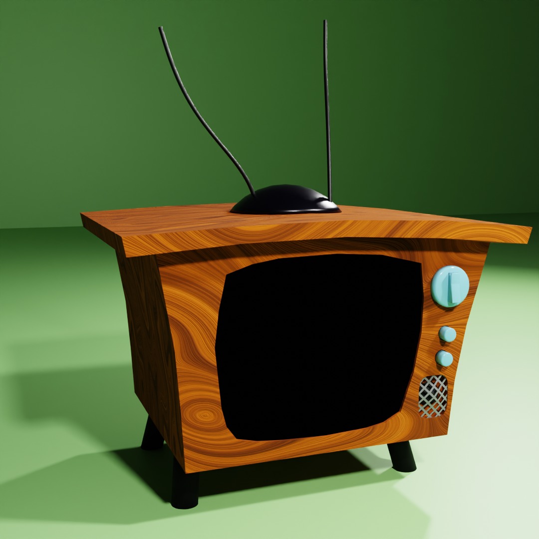 old cartoon style tv Low-poly 3D model_1