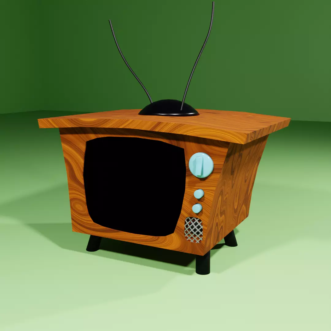 old cartoon style tv Low-poly 3D model_0