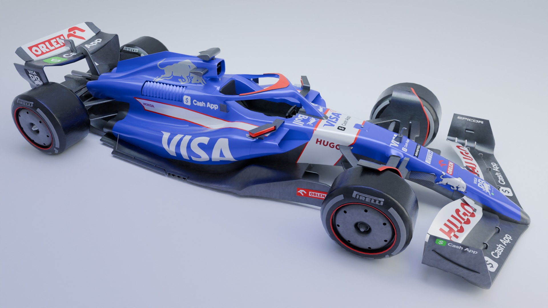 Visa CashApp RB F1 2024 car Low-poly 3D model_1