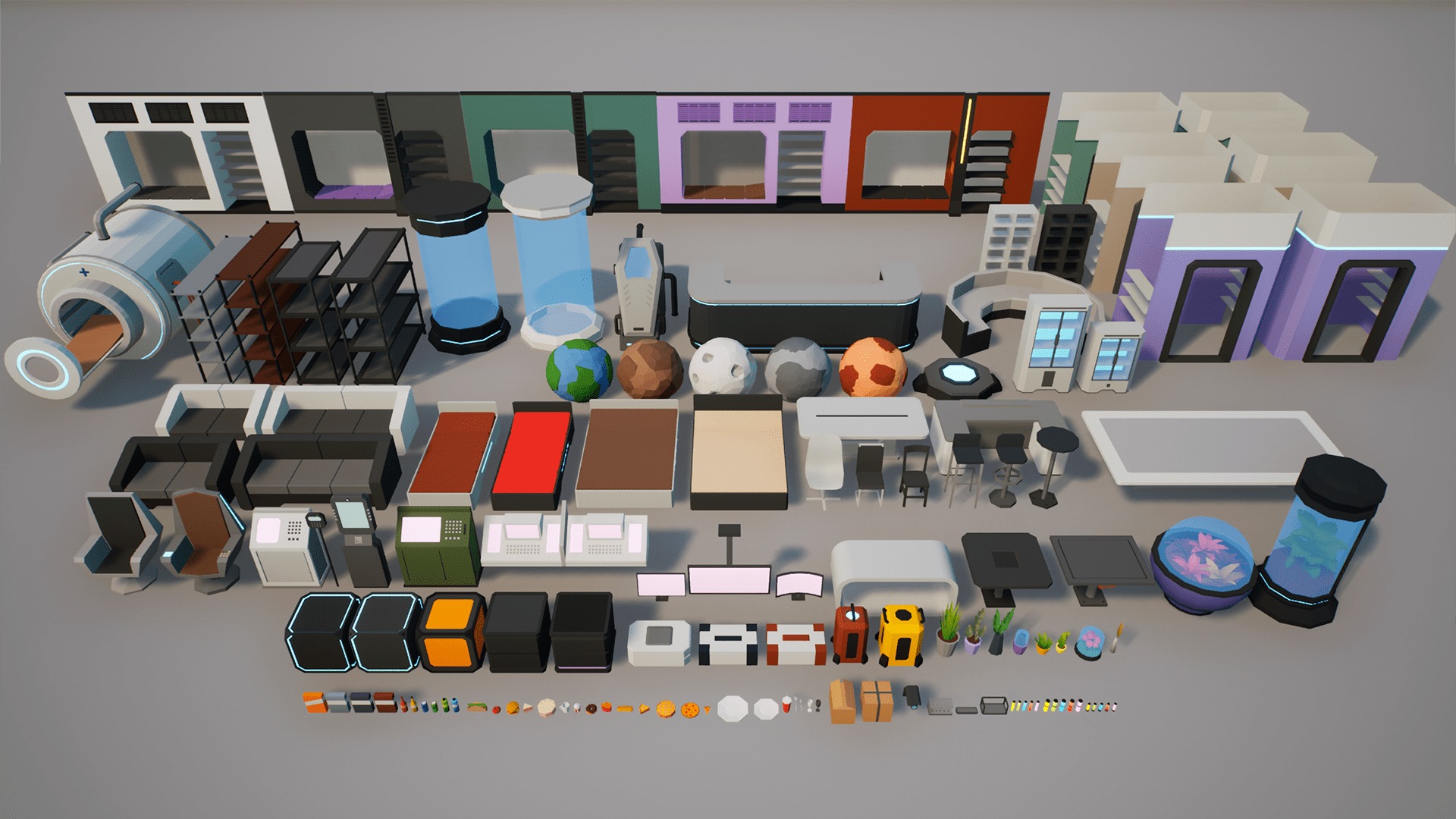 Low Poly Sci-Fi Cyberpunk Interiors Low-poly 3D model_11