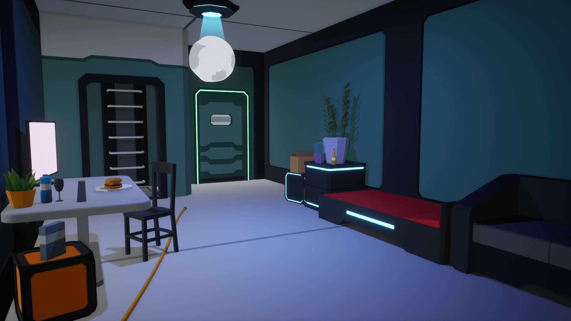Low Poly Sci-Fi Cyberpunk Interiors Low-poly 3D model_6
