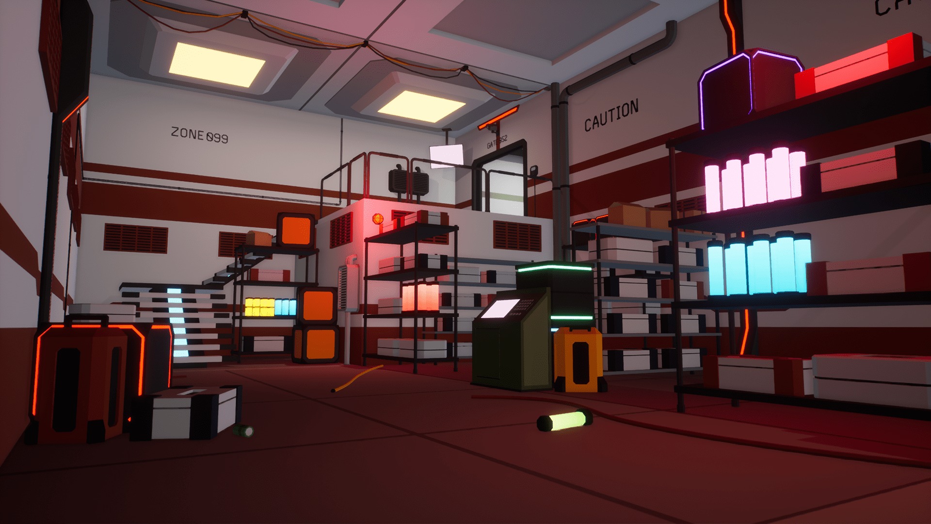 Low Poly Sci-Fi Cyberpunk Interiors Low-poly 3D model_3