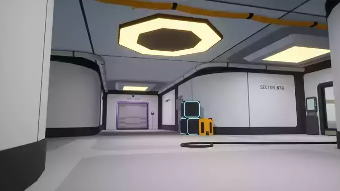 Low Poly Sci-Fi Cyberpunk Interiors Low-poly 3D model