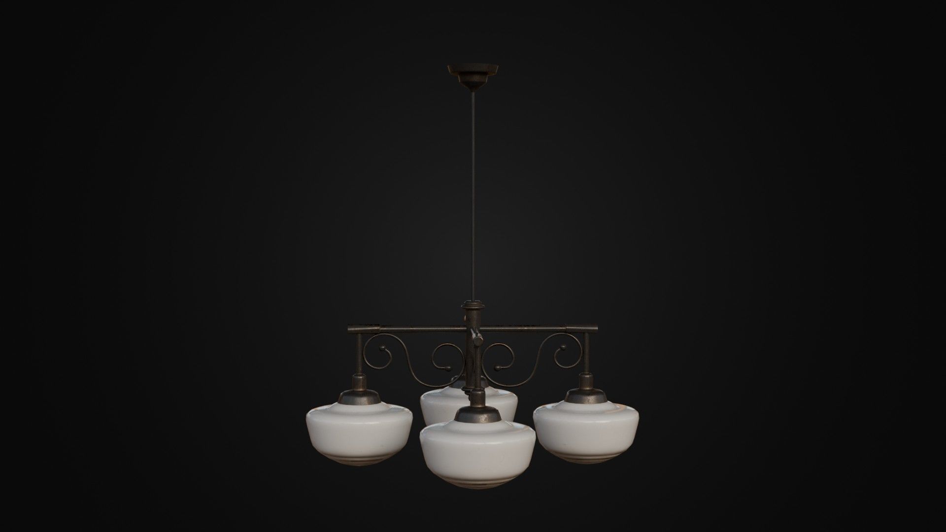 Old Japanese Ceiling Light 01 Low-poly 3D model_39