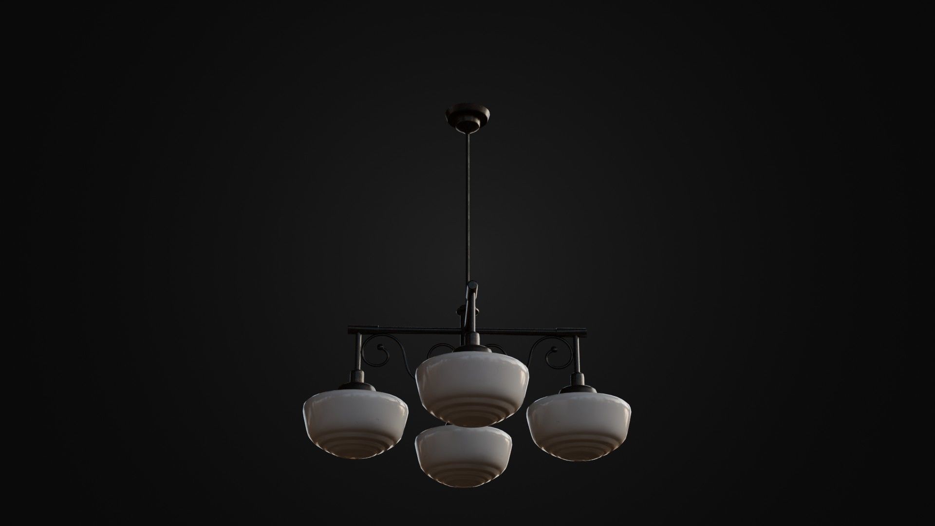 Old Japanese Ceiling Light 01 Low-poly 3D model_9